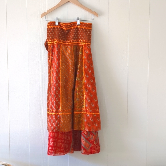 Patchwork Wrap Maxi Skirt - Picture 2 of 3